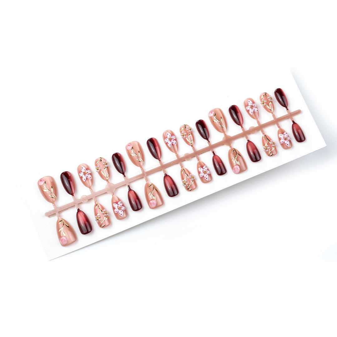 Floral Luxus Press-On Nagelkunst Set Karnz