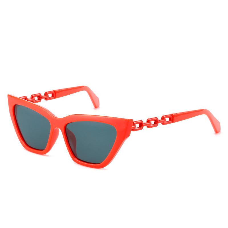 Damen Cat-Eye Sonnenbrille mit modernem Kettenrahmen Karnz