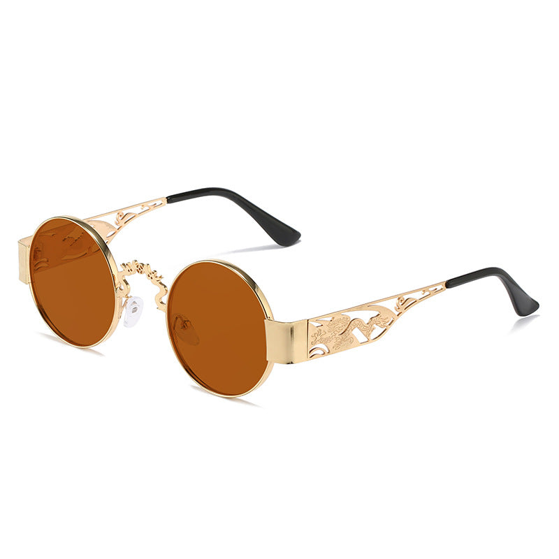 Damen künstlerische runde Sonnenbrille mit elegantem filigranen Rahmen Karnz