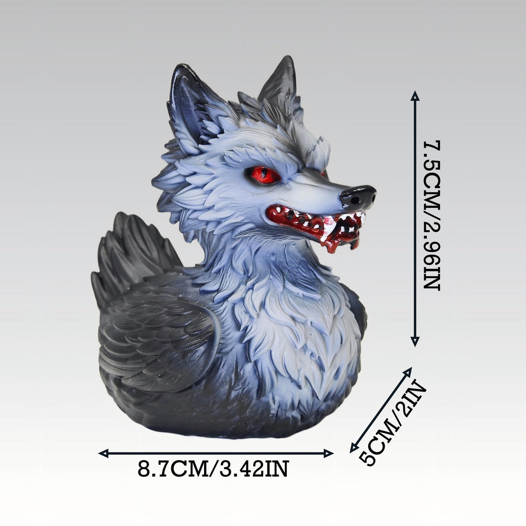 Gruselige Gummi-Ente mit Wolf-Motiv Karnz