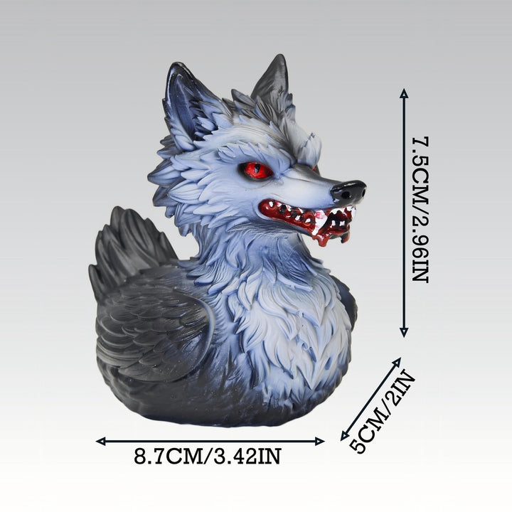 Gruselige Gummi-Ente mit Wolf-Motiv Karnz