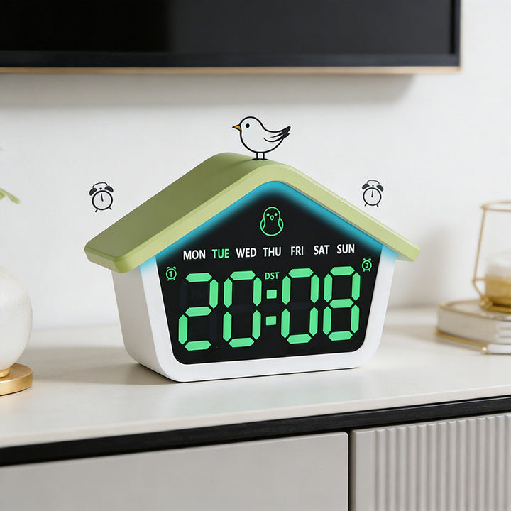 Digitaler Wecker im kreativen Hausdesign Karnz