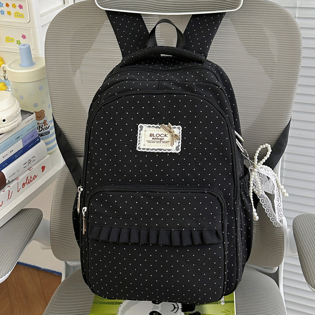 Punktemuster-Rucksack mit Rüschendetails Karnz