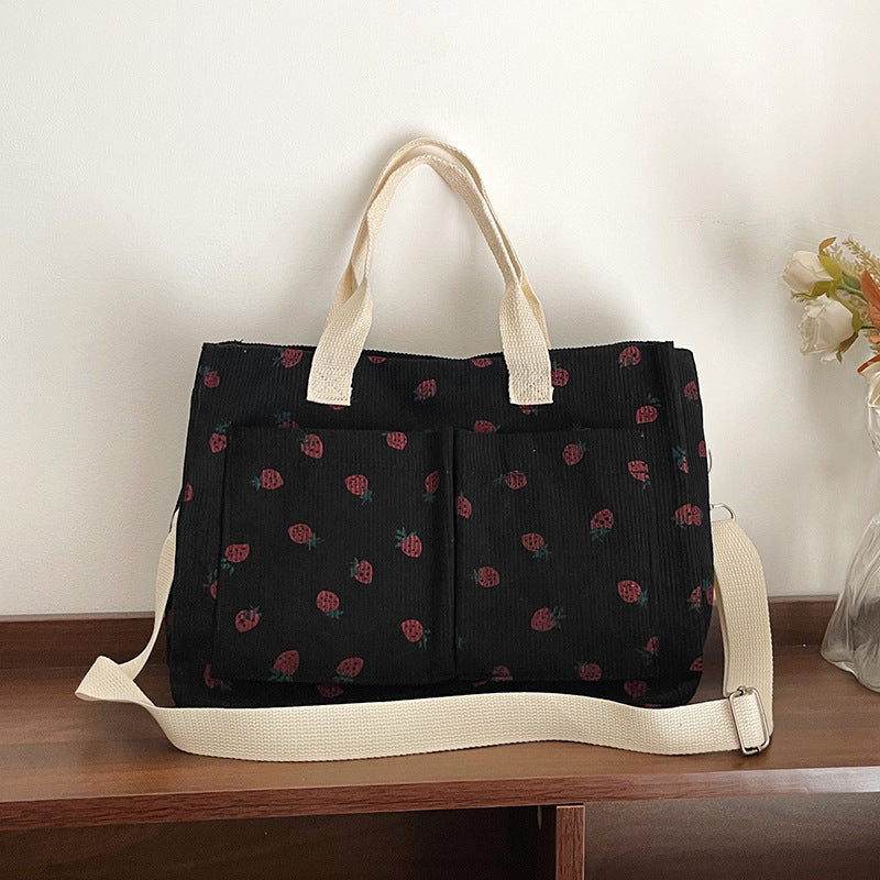 WoStylish Multi-Taschen Erdbeerprint Canvas Tragetasche Karnz