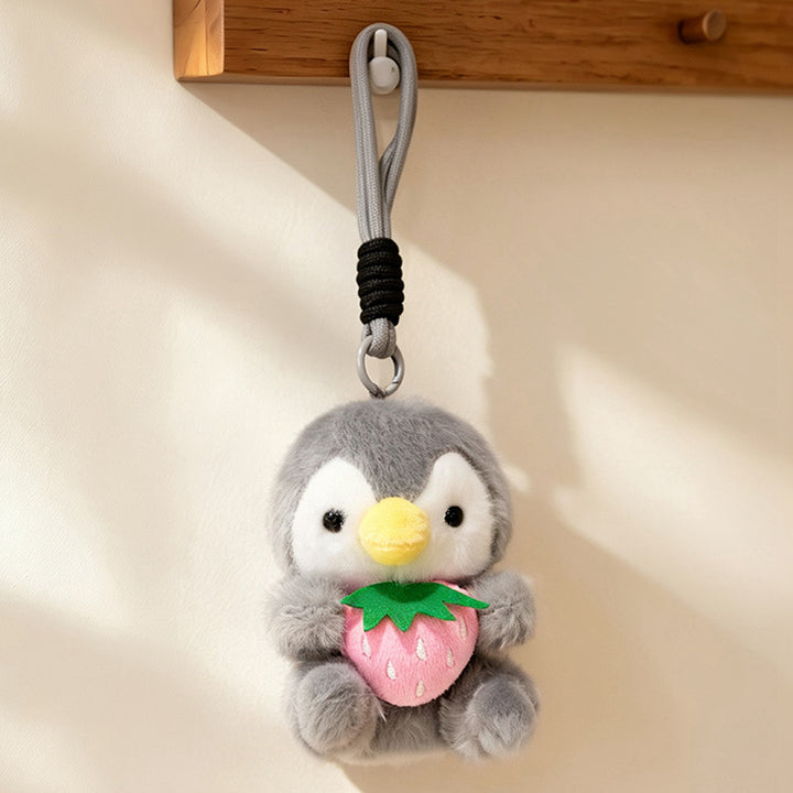 Plüsch Calico Katze Erdbeer Mini Taschenanhänger Schlüsselanhänger mit weichem Seilschlaufe & Metallclip Karnz