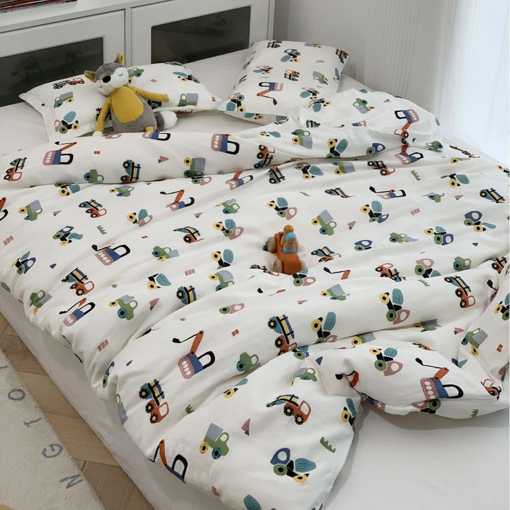 Kinderbettwäsche-Set mit niedlichen Löwenmotiven aus weichem Baumwoll-Musselin