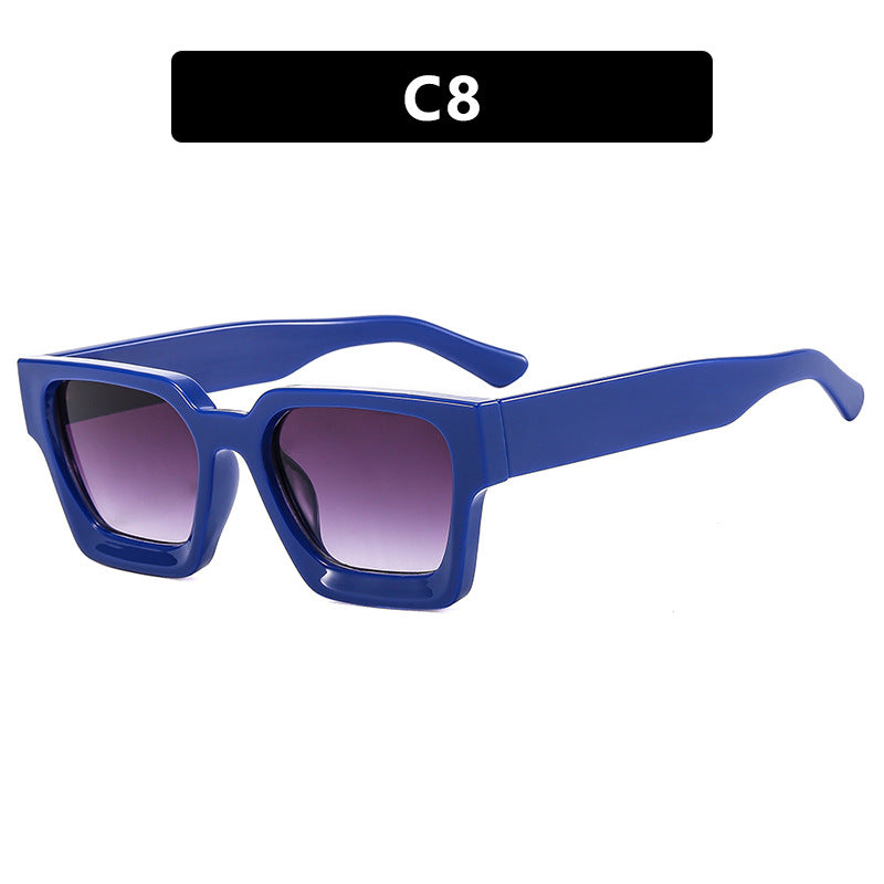 Damen modische quadratische Sonnenbrille mit robustem Rahmen und gelben Gläsern Karnz
