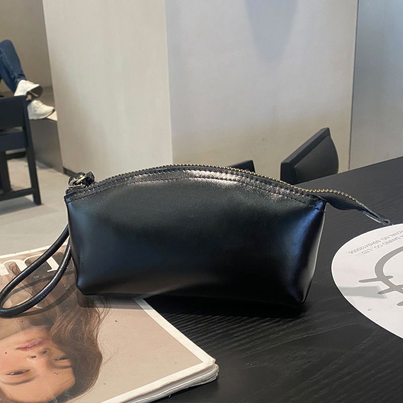 Elegante Kunstleder Kosmetik Tasche mit Reißverschluss Karnz