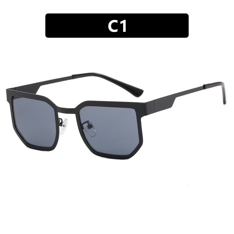 Damenmoderne Sonnenbrille im trendigen rechteckigen Design mit schmalem Metallrahmen Karnz