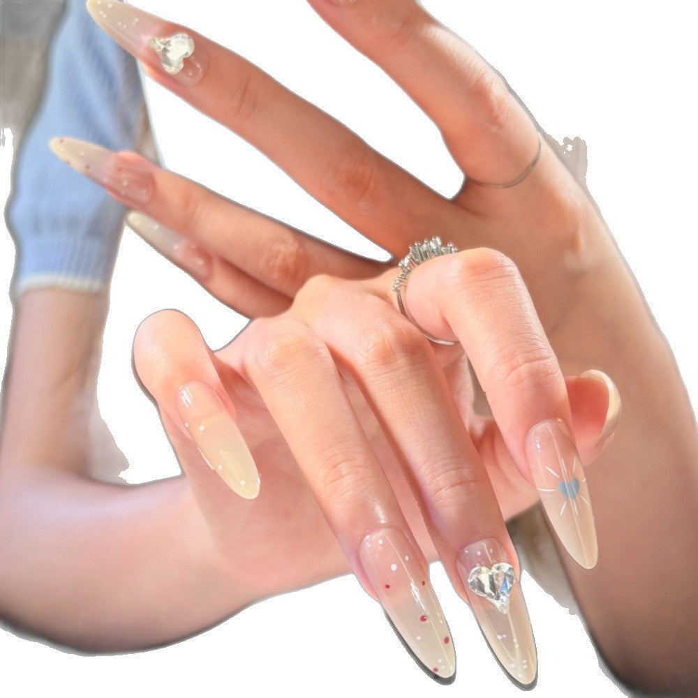 Dekoratives Press-On Nagelkunst-Set mit Stern- und Edelsteinakzenten Karnz