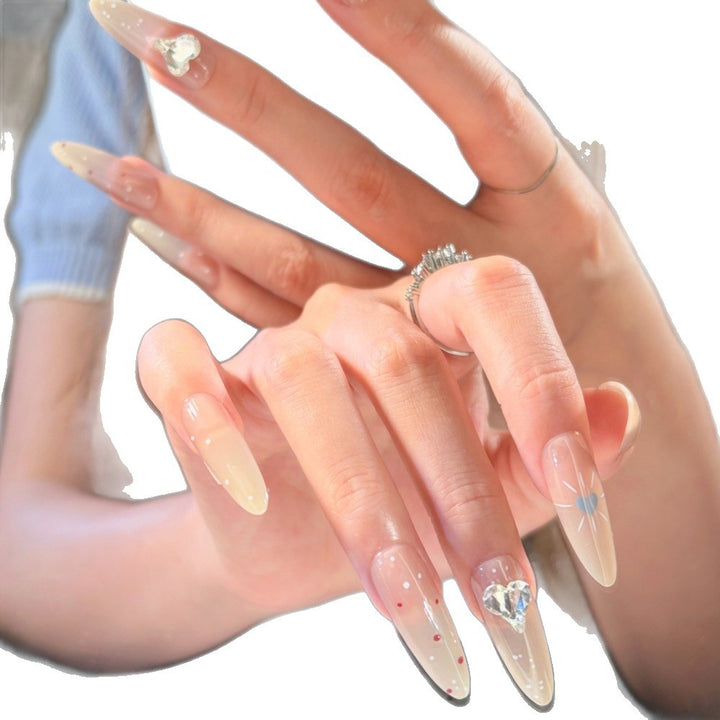 Dekoratives Press-On Nagelkunst-Set mit Stern- und Edelsteinakzenten Karnz
