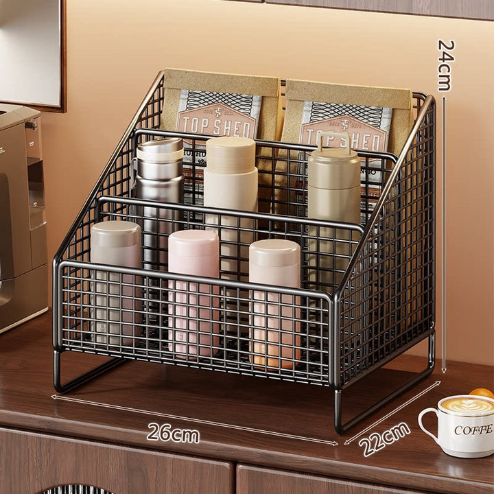 Dreistufiger schräger Metallgitter-Thekenorganisator-Rack
