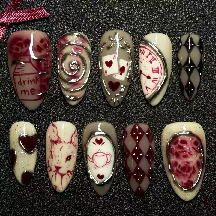 Künstlerisches fantasievolles Press-On-Nagelset
