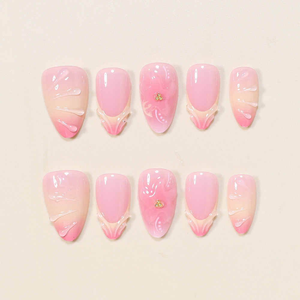 Elegantes Blumen Press-On Nail Art Set Karnz