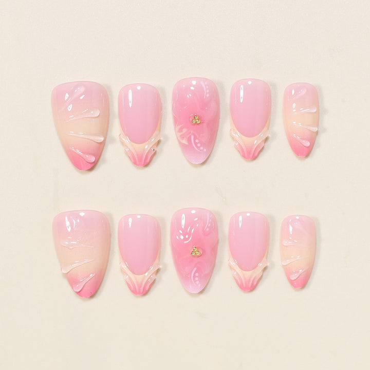Elegantes Blumen Press-On Nail Art Set Karnz