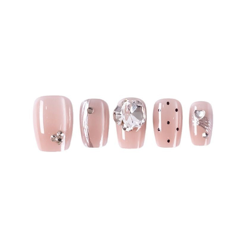 Künstlerisches Press-On-Nagelset mit Strass und glänzendem Finish Karnz