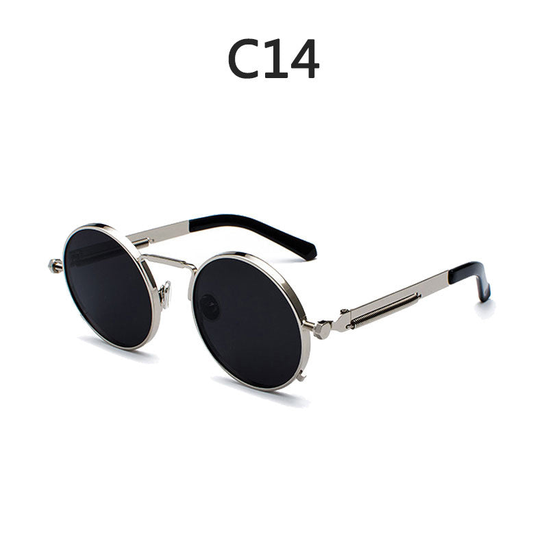 Damen Runde Metall-Sonnenbrille mit verspiegelten Gläsern Karnz