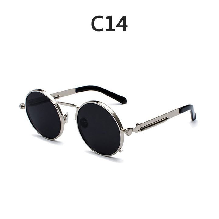 Damen Runde Metall-Sonnenbrille mit verspiegelten Gläsern Karnz