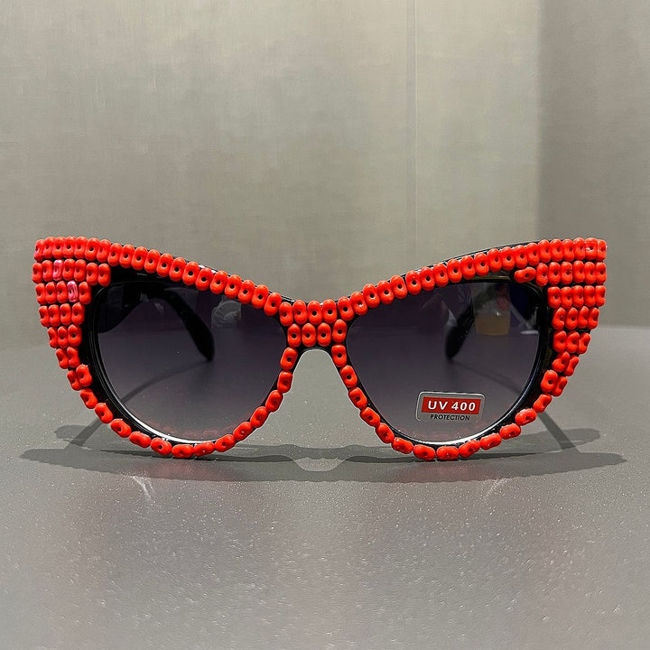 Damen Cat-Eye Sonnenbrille mit farblich akzentuiertem Rahmen Karnz