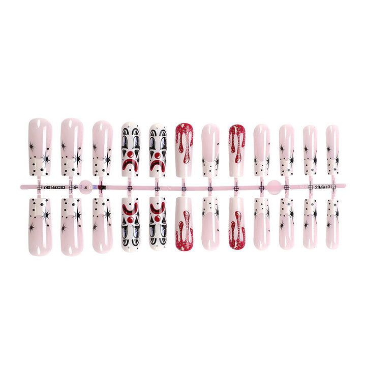 Künstlerisches Press-On Nagelset mit kreativen Halloween-Designs Karnz