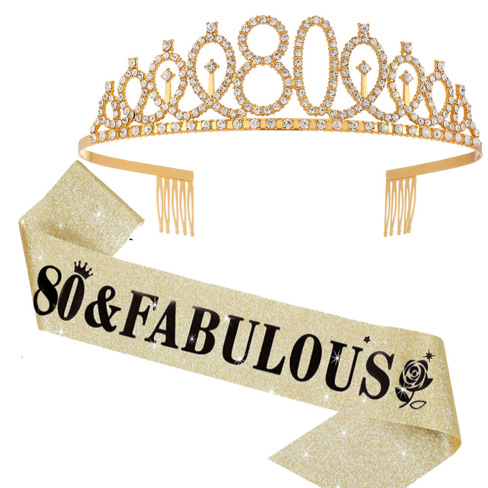Damen Glitzernde Geburtstagstiaraset mit Sash Karnz
