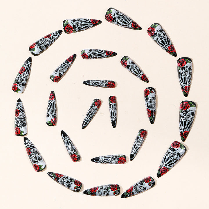 Gothic Skull und Rose Nail Art Set Karnz