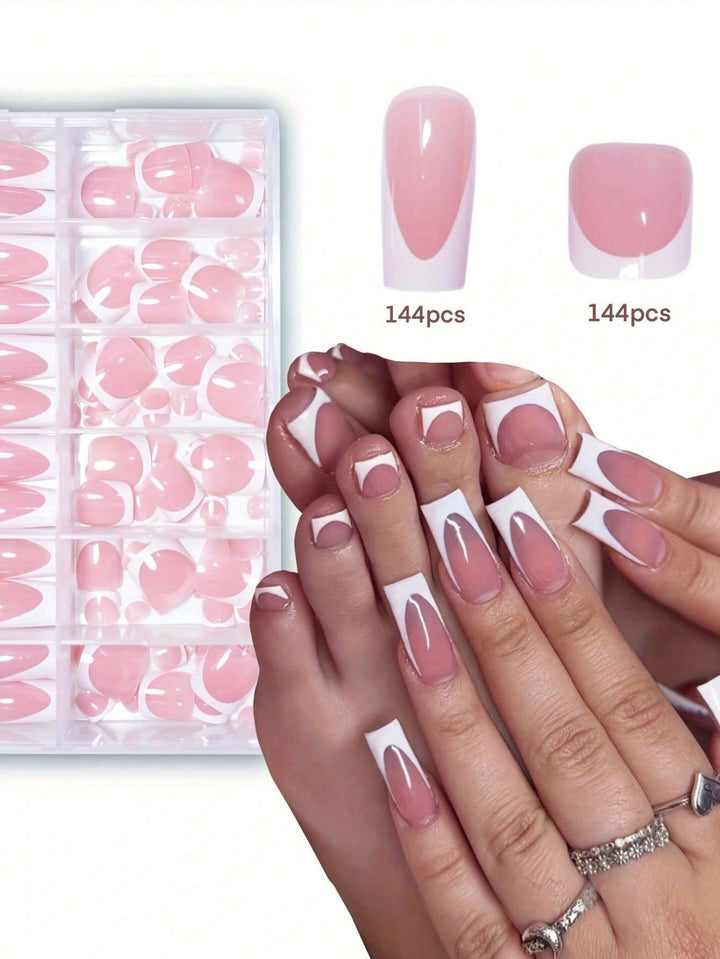 Premium French Tip Press-On Nail Set Karnz