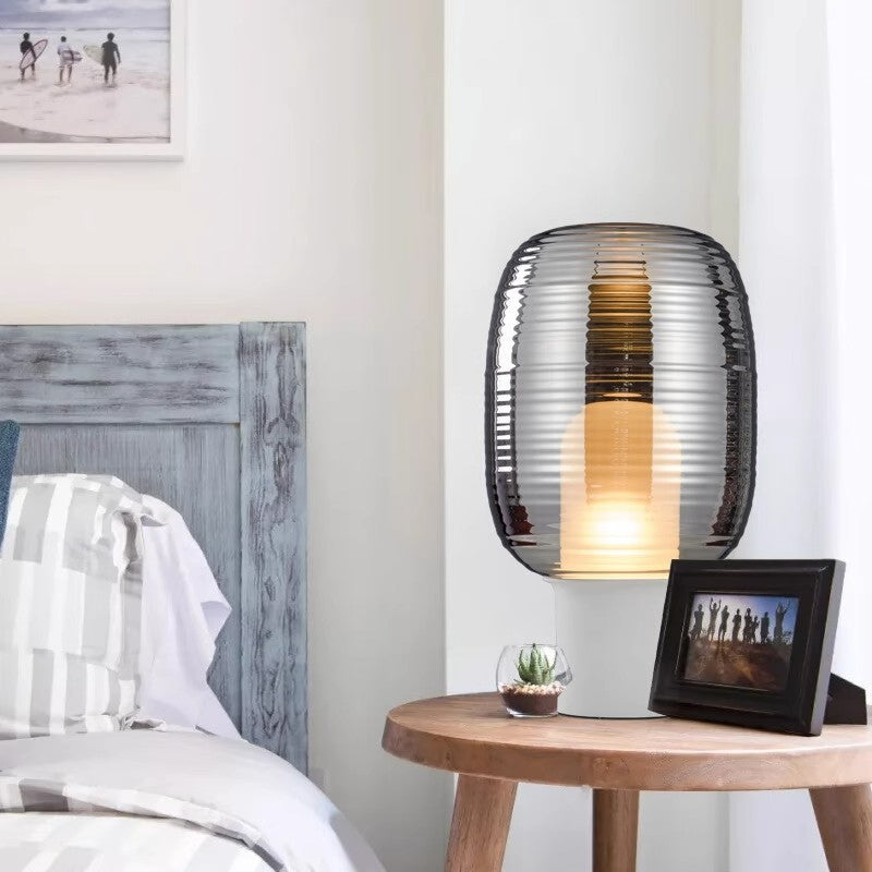 Moderne Glas Tischlampe mit strukturiertem Schirm