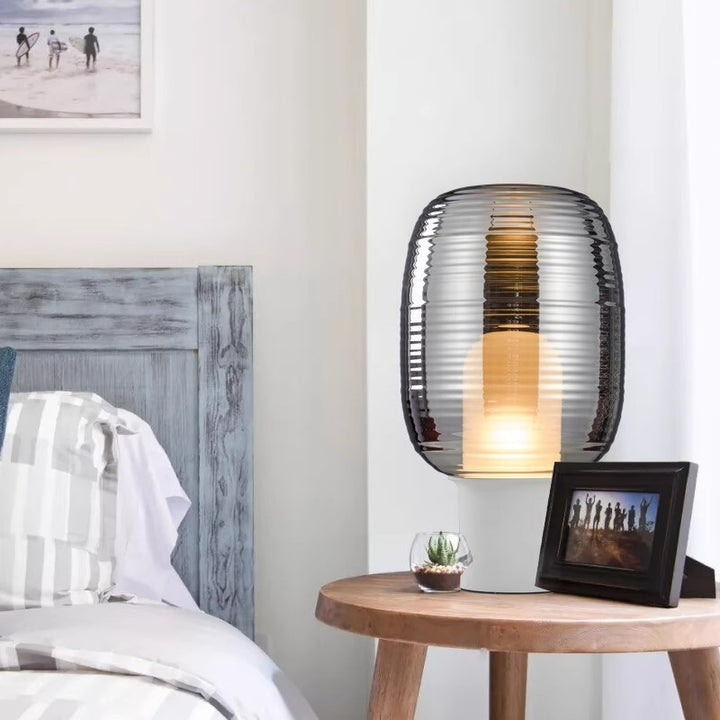 Moderne Glas Tischlampe mit strukturiertem Schirm
