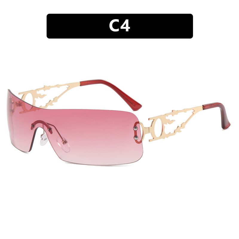 Damen futuristische Sonnenbrille mit hochmodernen Metallakzenten Karnz