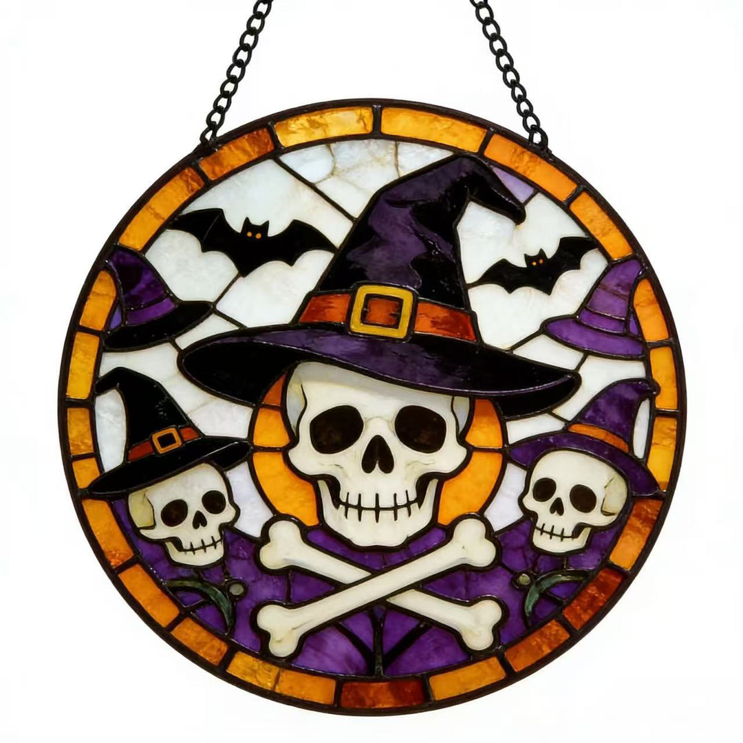 Dekorative Totenkopf Buntglas Wandkunst Karnz