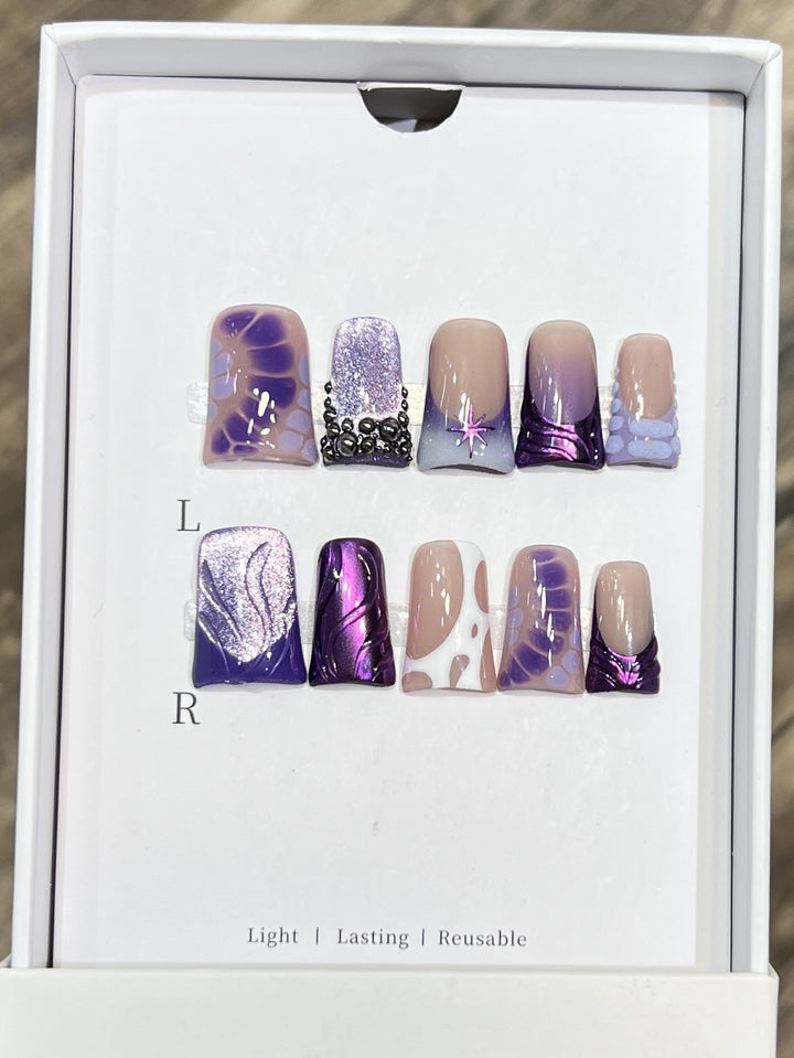 Elegante florale Akzent Press-On Nageltips