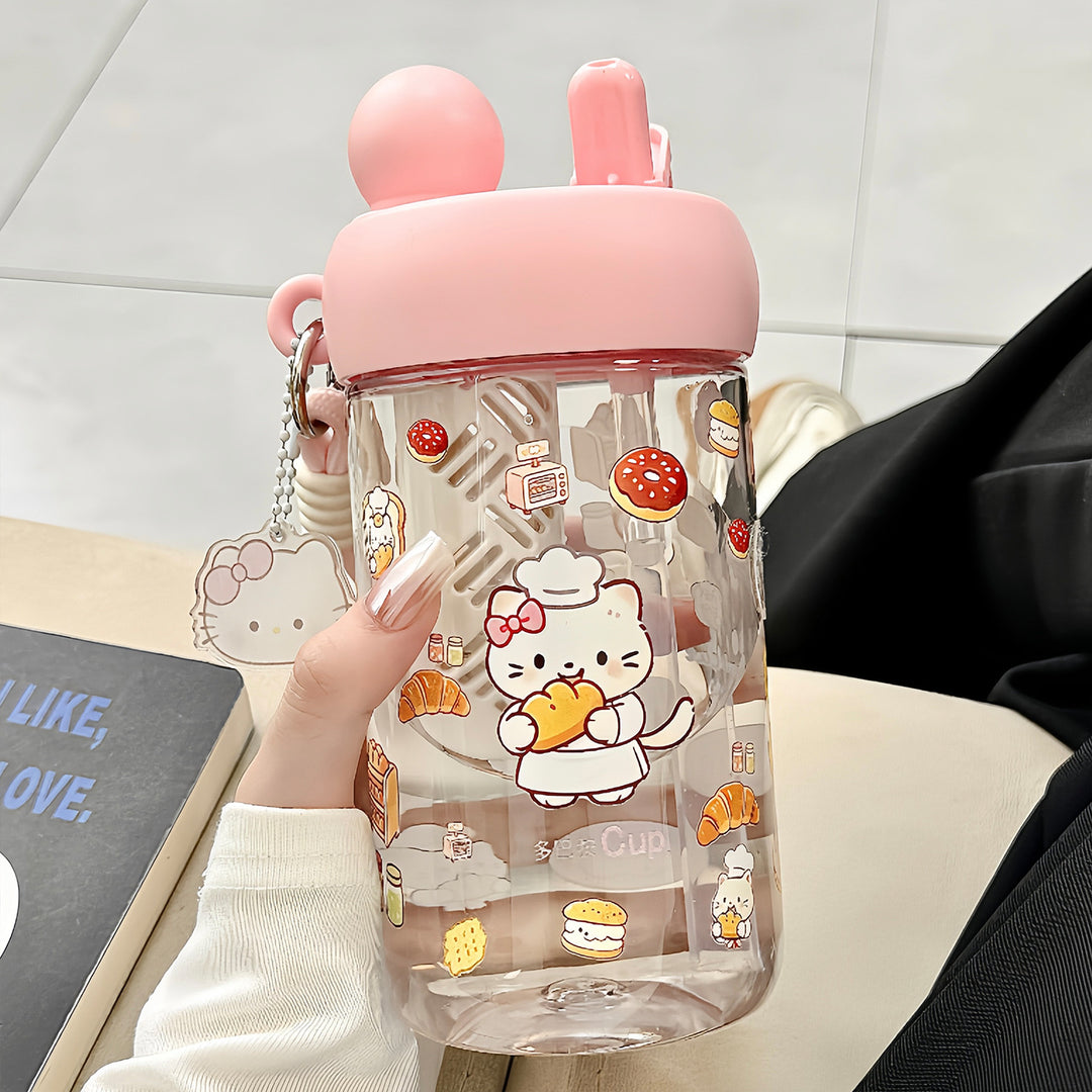 Damen Trinkflasche mit integriertem Tiermotiv und praktischem Tragegriff Karnz