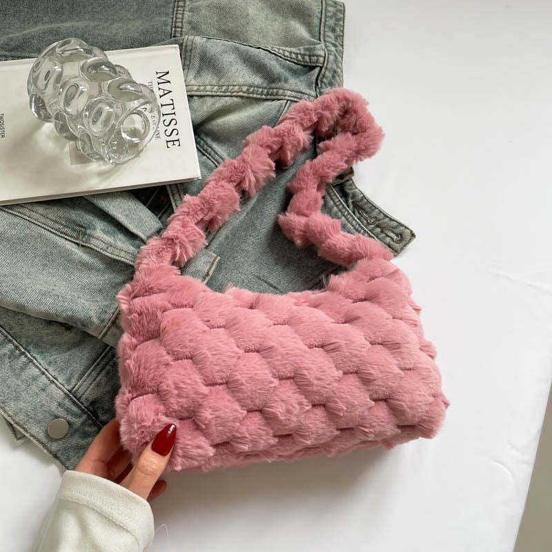 Gemütliche strukturierte Plüsch-Handtasche Karnz