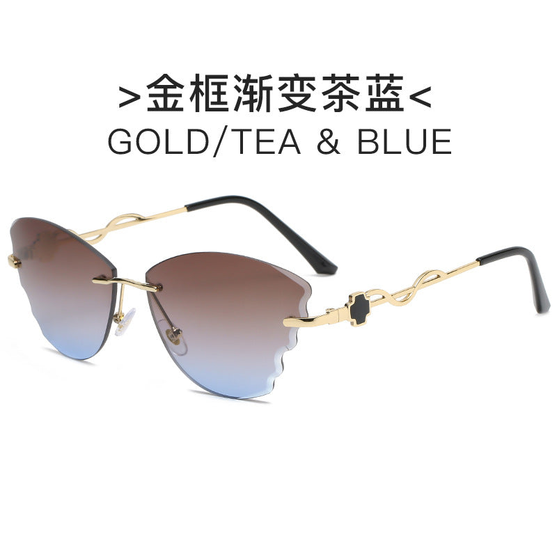 Damen extravagante Cat-Eye Sonnenbrille mit goldenen Akzenten Karnz