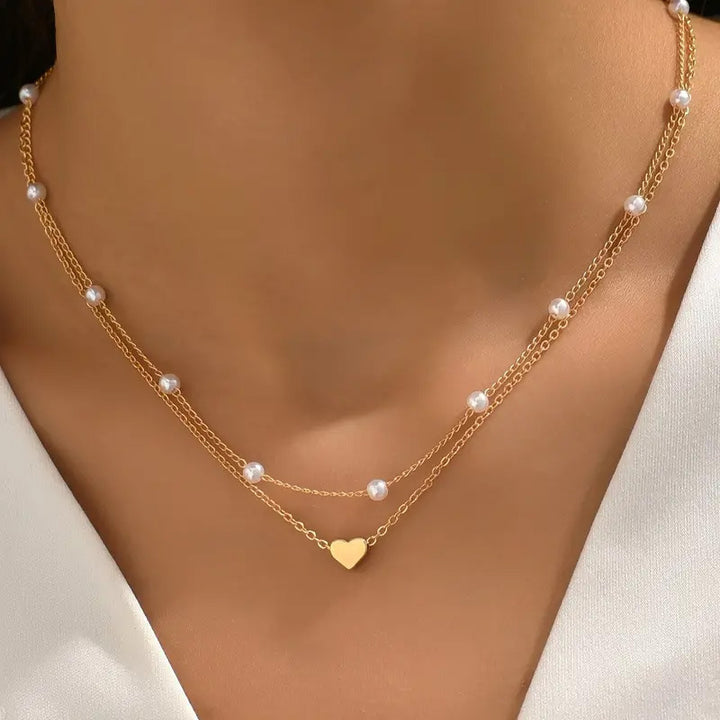 Doppellagige elegante Perlenkette Karnz