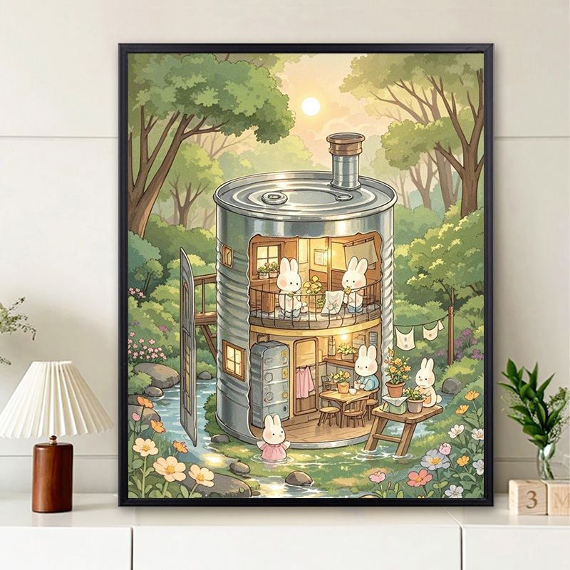 Verspielte Wohnillustration Wandkunst Karnz