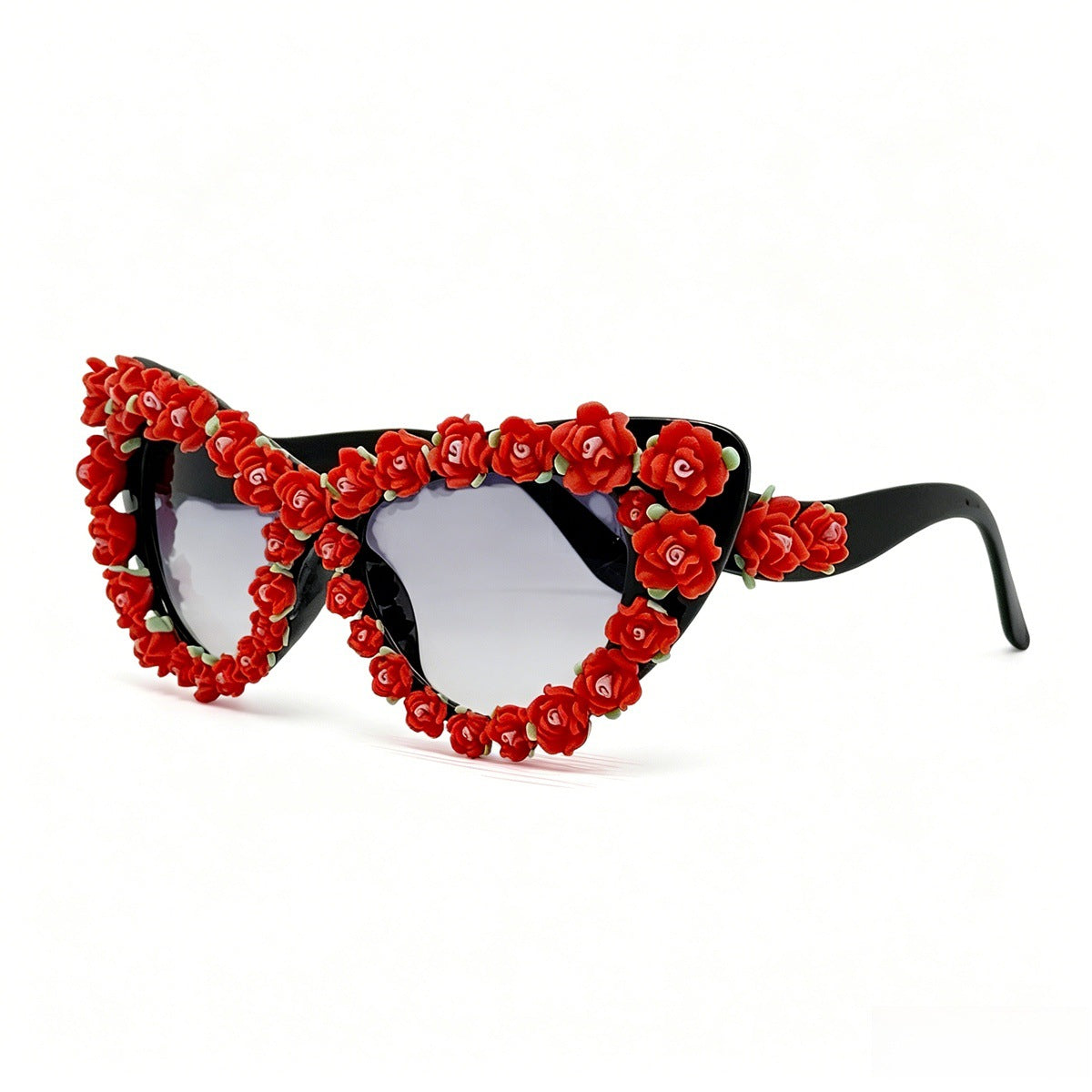Damen Cat-Eye Sonnenbrille mit floralen Applikationen Karnz