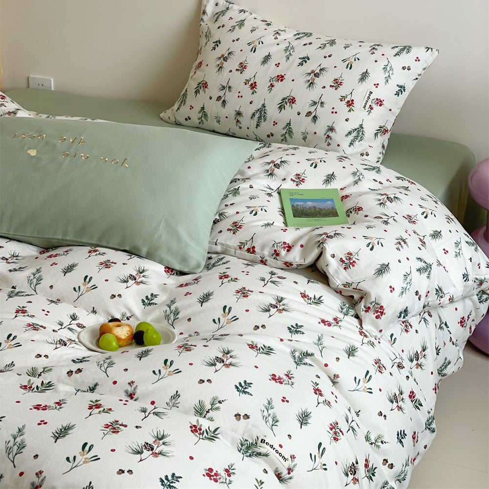 Baumwoll-Bettwäsche-Set mit niedlichem Teddymotiv und atmungsaktivem Bezug