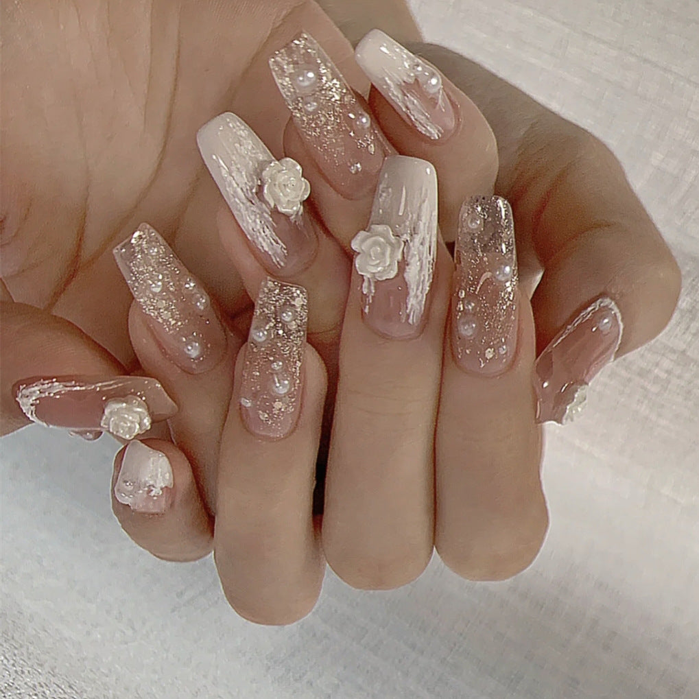 Dekoratives Langes Press-On Nagelkunst Set
