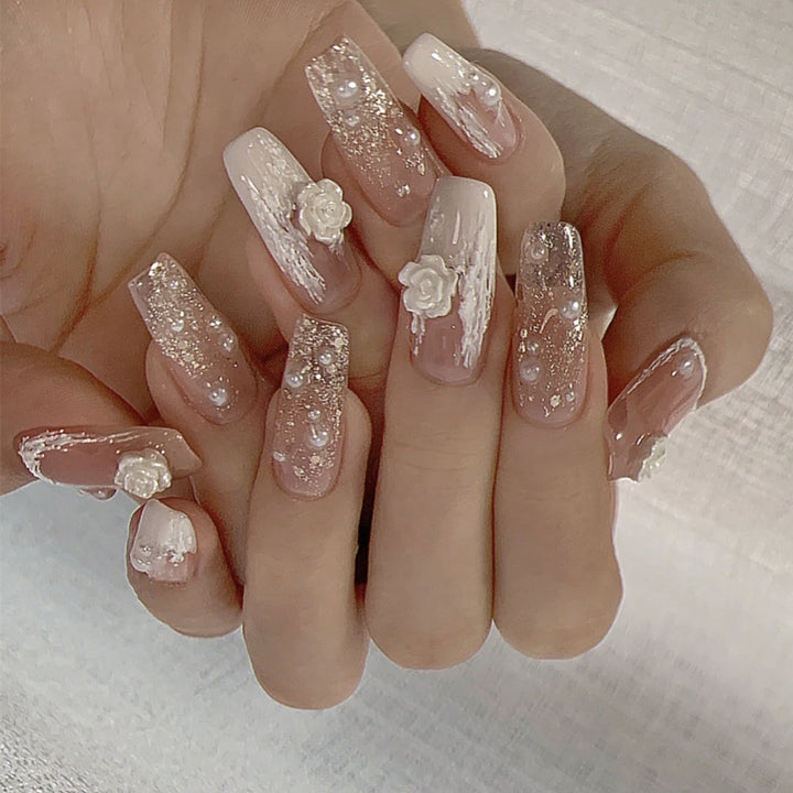 Dekoratives Langes Press-On Nagelkunst Set
