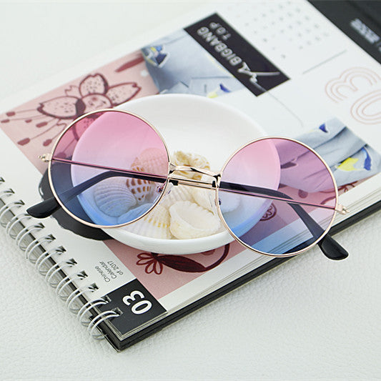 Damen runde Sonnenbrille mit stylischem Metallic-Rahmen Karnz