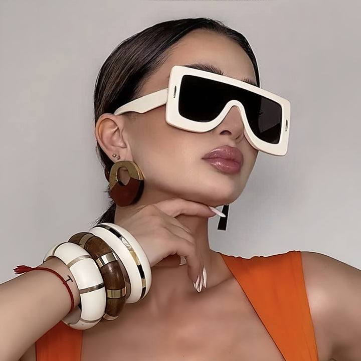 Damen Oversized Sonnenbrille im modernen Bauhaus-Stil Karnz