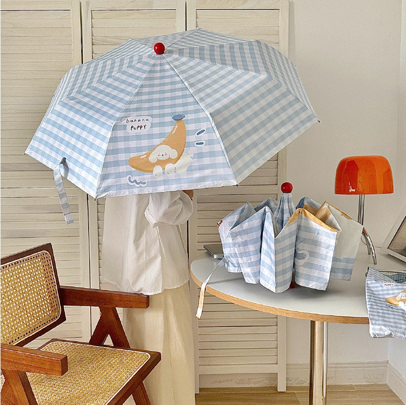 Damen Faltbarer Schirm mit verspieltem Gingham-Muster Karnz