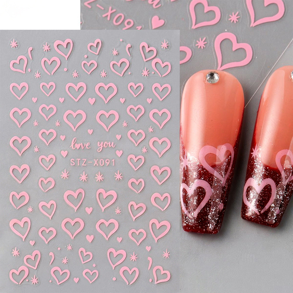Herzförmige Nagelkunst Aufkleber