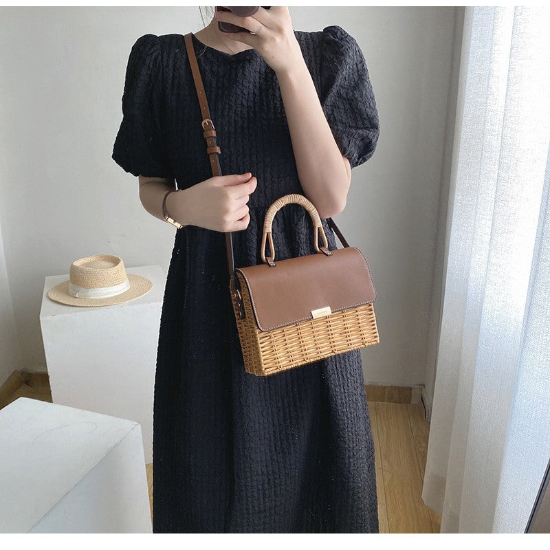 Damen Elegante Handtasche mit geflochtenem Korbdesign Karnz
