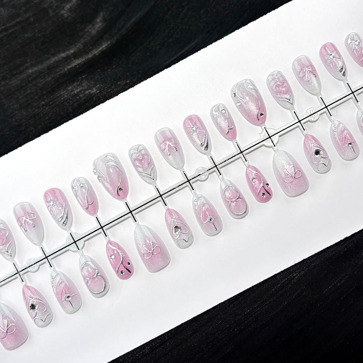 Elegante Polka Dot und Spitzen Press-On Nagel Set