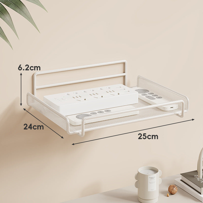 Wandmontierter Zwei-Ebenen Belüfteter Mesh Router und Power Strip Organizer