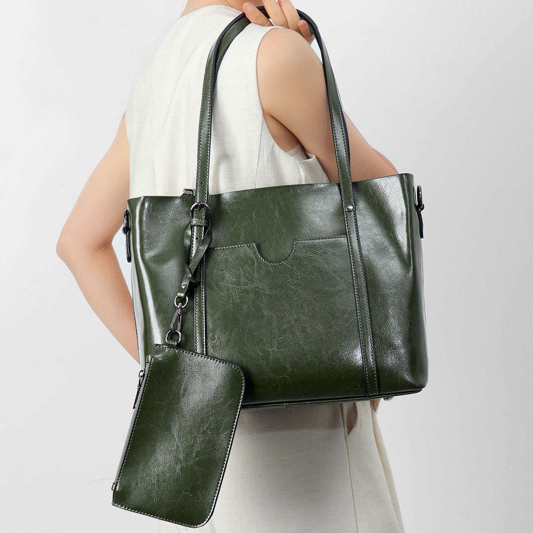 Strukturiert Leder-Optik Tote Bag mit abnehmbarem Beutel