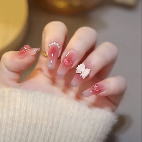 Floral Bow-Beschichtet Press-On Nagel Set